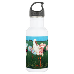 STORK TWIN BABY SHOWER, Pink ,Teal Blue 532 Ml Water Bottle