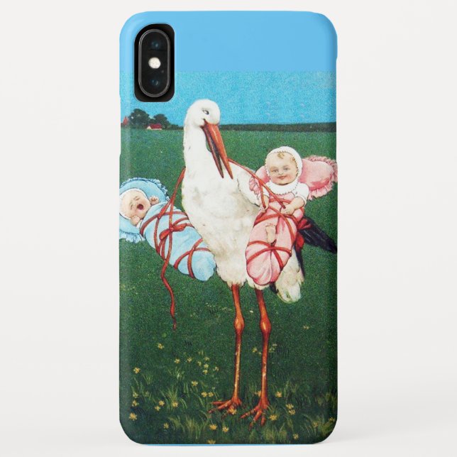 STORK TWIN BABY SHOWER, Pink ,Teal Blue Case-Mate iPhone Case (Back)