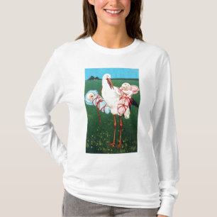 STORK TWIN BABY SHOWER, Pink ,Teal Blue T-Shirt