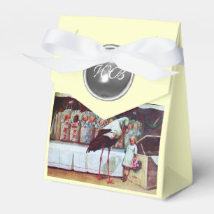 STORK TWIN BABY SHOWER WHITE GEM MONOGRAM FAVOUR BOX