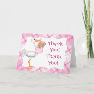 Stork & Twin Girls (dark skin) Thank You Card
