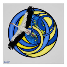 Stork. Ukrainian abstract art