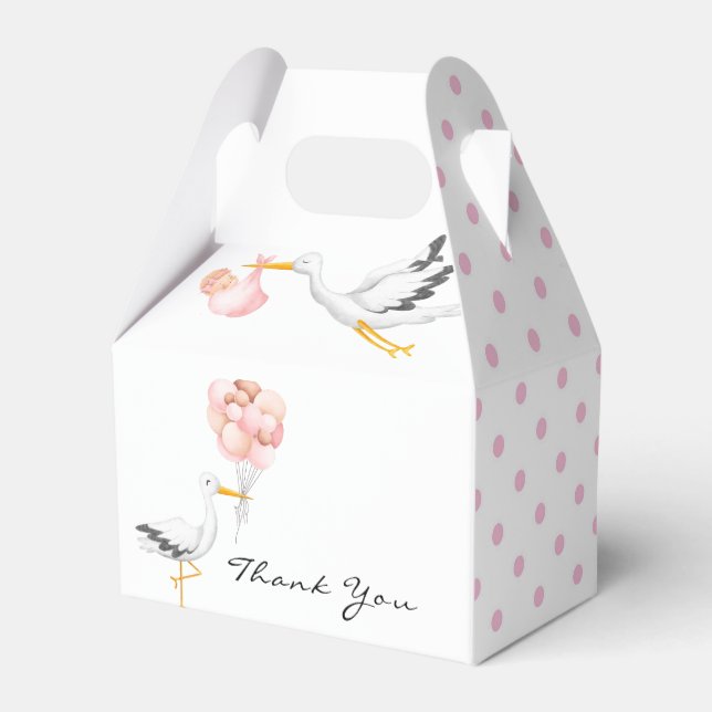 Stork | Watercolor Baby Boy Shower Favour Box (Back Side)