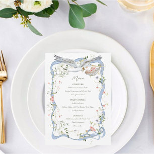 Stork Wildflower Ribbon and Bow Baby Shower  Menu