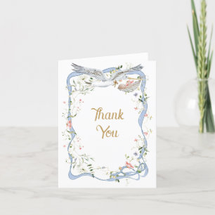 Stork Wildflower Ribbon and Bow Baby Shower Thank You Card