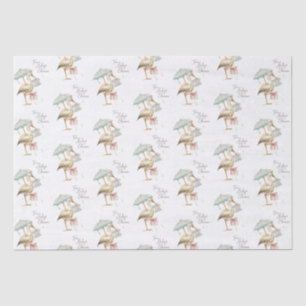 Stork Wildflower Ribbon Baby Shower Tissue Paper