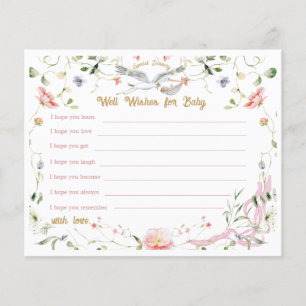 Stork Wildflower Ribbon Well Wishes Advice Card