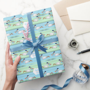 Stork with a Cute Little Baby Boy Wrapping Paper