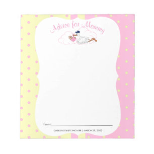 Stork with a Cute Little Baby Girl - Advice Notepad
