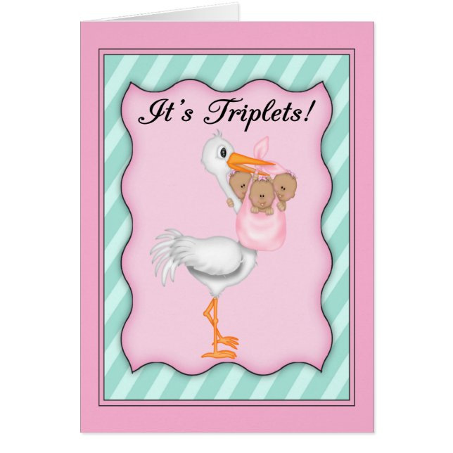 Stork with  African American Girl Triplets (Front)