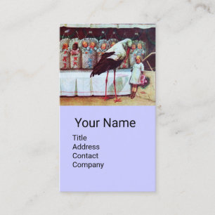 STORK WITH BABIES ,BLUE WHITE BABY NURSERY BUSINESS CARD