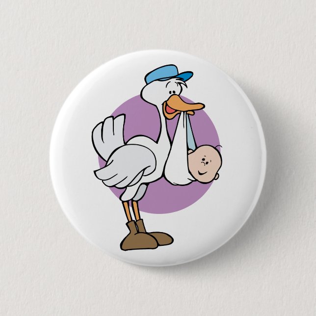 Stork With Baby 6 Cm Round Badge (Front)