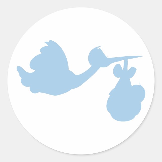 Stork with baby boy classic round sticker (Front)