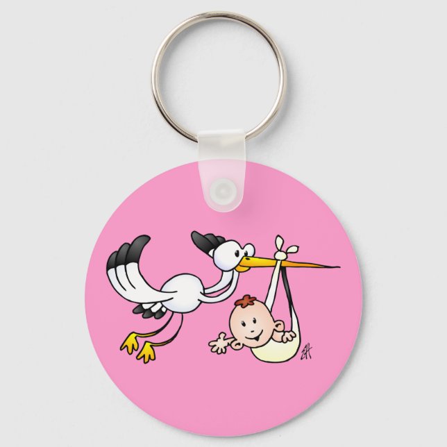 Stork with baby key ring (Front)