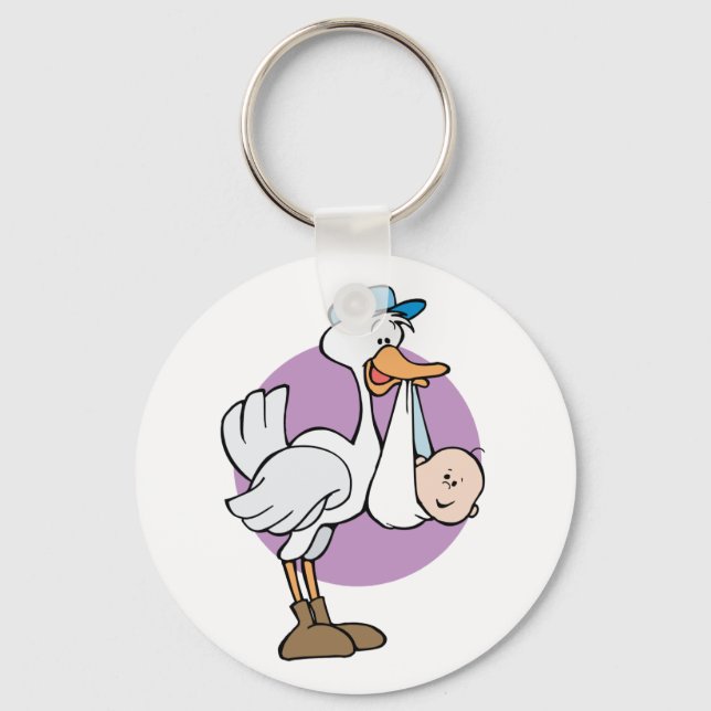 Stork With Baby Key Ring (Front)