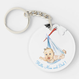 Stork with Baby Keychain