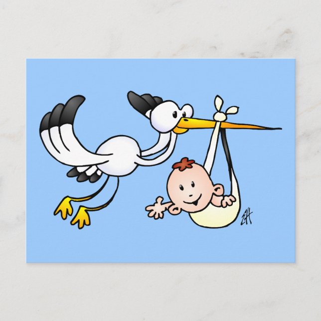 Stork with baby postcard (Front)