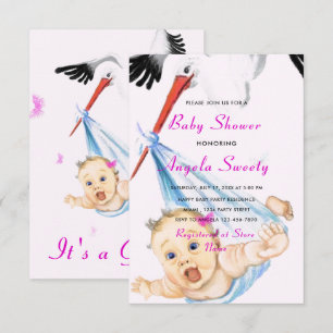 Stork with Baby Shower Invitation Example