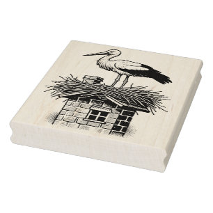 Stork Wood Art Stamp