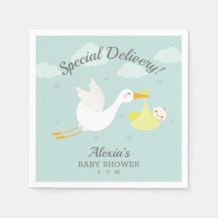 Stork Yellow Baby Bundle Baby Shower Napkin