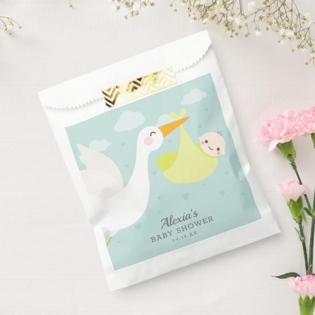 Stork Yellow Bundle Unisex Baby Shower Favour Bags (Sealed)