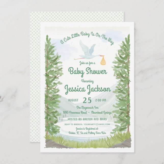 Stork's Journey Baby Shower Invitation (Front/Back)