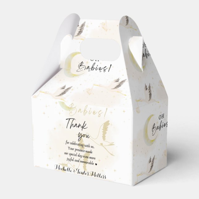 Storks Neutral, Oh Twin Babies  Favour Box (Front Side)