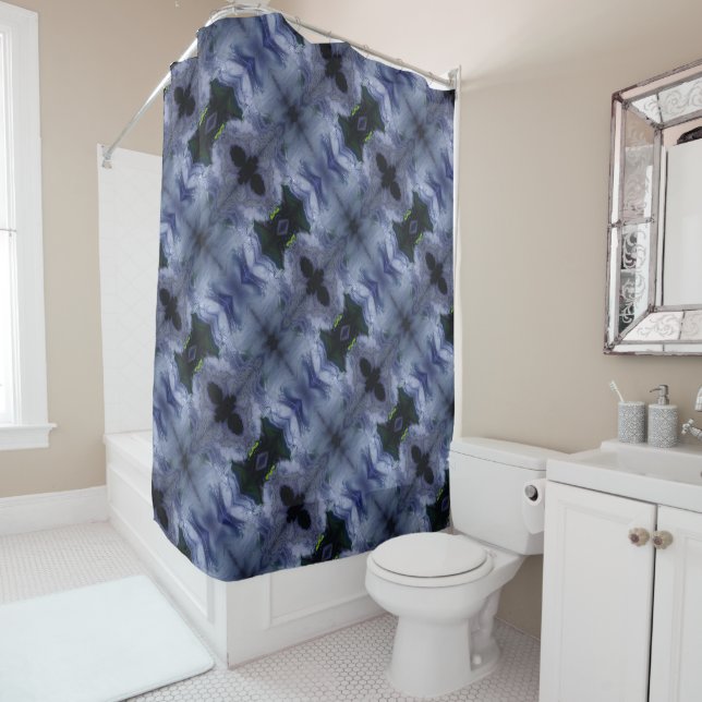 Storm Acrylic Pour Inspired Shower Curtain (In Situ)