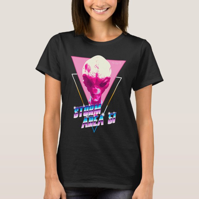 Storm Area 51 Synthwave Vaporwave Retro 80s Alien T-Shirt (Front)