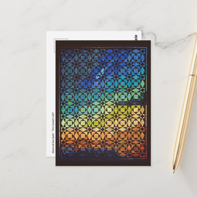 Storm at Sea Quilt Postcard (Front/Back In Situ)