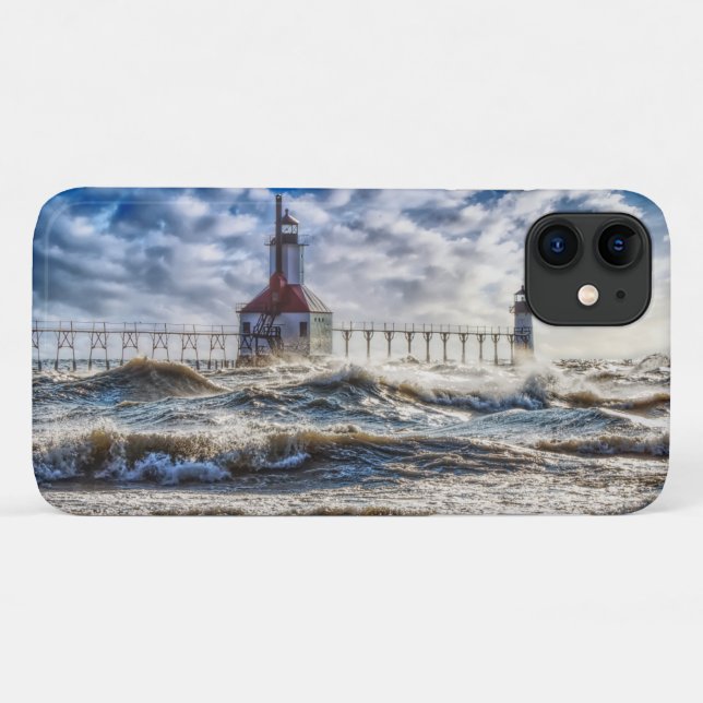Storm At St Joseph Lighthouse Case-Mate iPhone Case (Back (Horizontal))