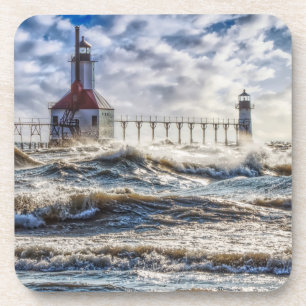 Storm At St Joseph Lighthouse Coaster