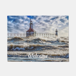 Storm At St Joseph Lighthouse Doormat