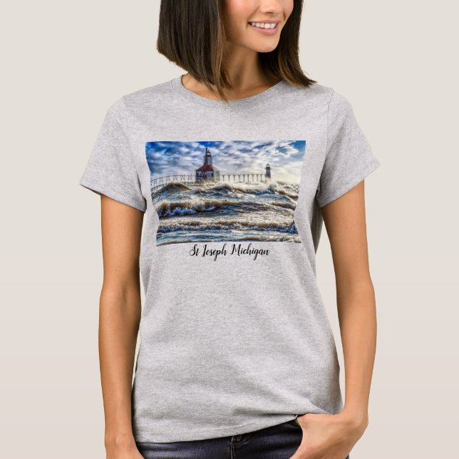 Storm At St Joseph Lighthouse T-Shirt (Front)
