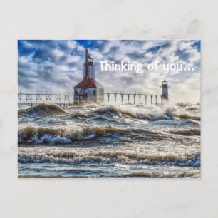 Storm At St Joseph Lighthouse Thinking Of You Postcard
