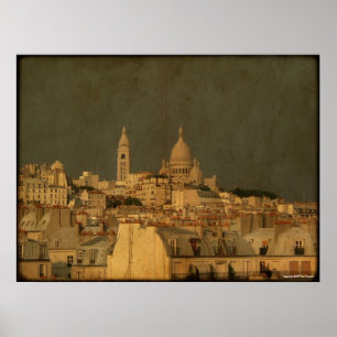 Storm Brewing Behind Sacre Coeur Poster