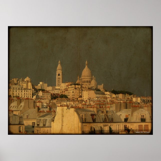 Storm Brewing Behind Sacre Coeur Poster (Front)