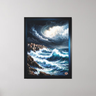 Storm By A Mediterranean Coast AI Art by Xendor7 Canvas Print