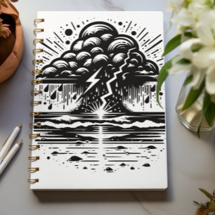 Storm Cloud and Lightning Art Notebook
