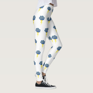 Storm Cloud Lightning Leggings   Blue Bolt Style