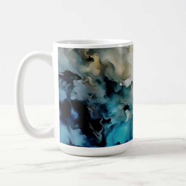 Storm Clouds and Ocean Currents Abstract Art Coffee Mug (Left)