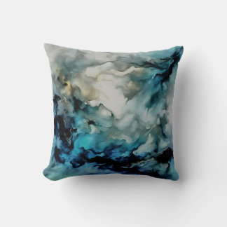 Storm Clouds and Ocean Currents Abstract Art Cushion