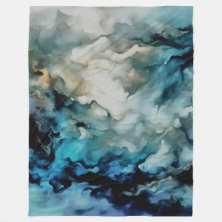 Storm Clouds and Ocean Currents Abstract Art Fleece Blanket