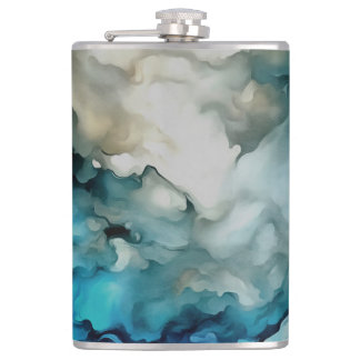 Storm Clouds and Ocean Currents Abstract Art Hip Flask