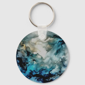 Storm Clouds and Ocean Currents Abstract Art Key Ring