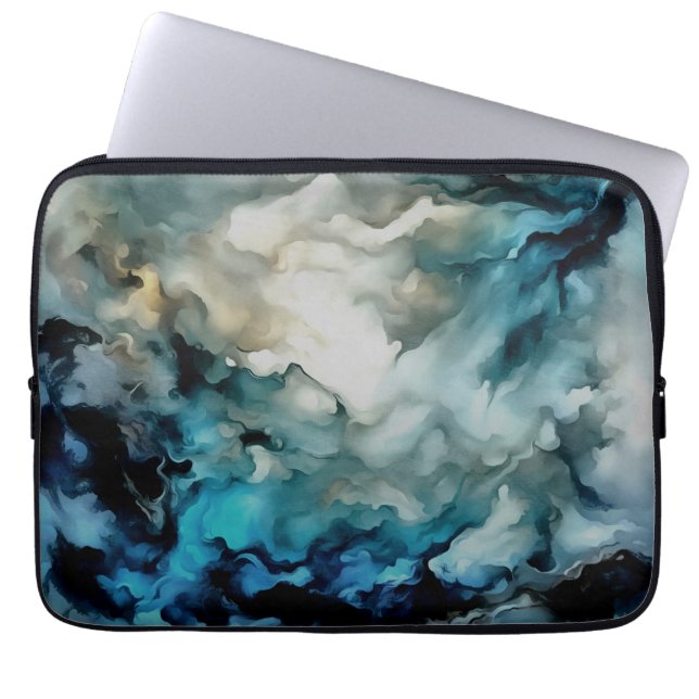 Storm Clouds and Ocean Currents Abstract Art Laptop Sleeve (Front)