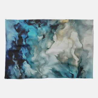 Storm Clouds and Ocean Currents Abstract Art Tea Towel