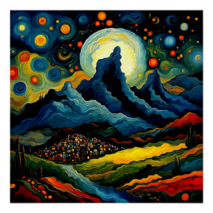 Storm clouds over mountains poster