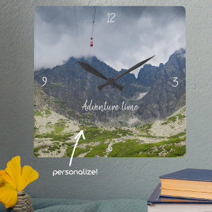 Storm clouds over the mountains customisable square wall clock