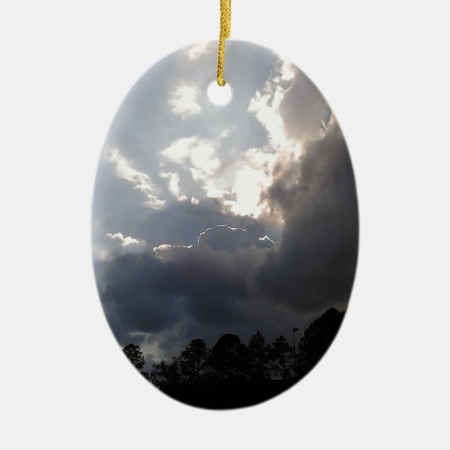 storm clouds rolling in ceramic tree decoration (Front)